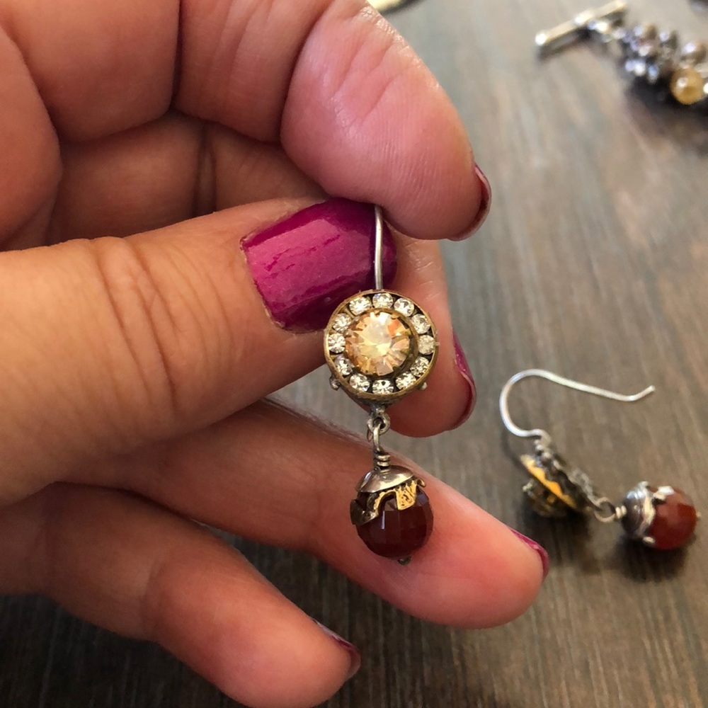 Crystal encrusted artisan drop earrings